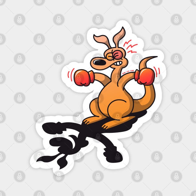 Boxing kangaroo attacked by his own shadow! Magnet by zooco