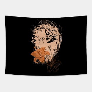 Splash of Ink Water Tiger with Orange Lily Tapestry