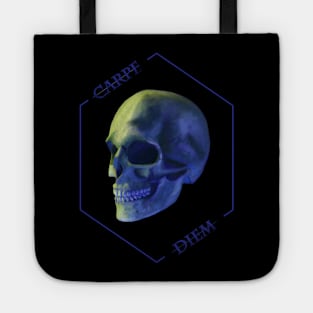 Carpe Diem Seize the Day- Blue Skull Design Tote