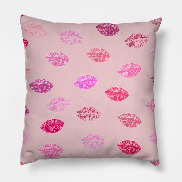 Kiss and lips pattern Pillow by GULSENGUNEL