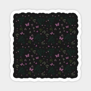 Seamless pattern w. Butterflies and flowers II lavender Magnet