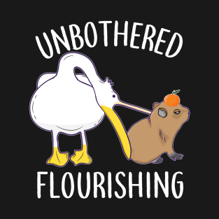 Unbothered Flourishing Capybara Pelican Funny Meme Cute Meme T-Shirt