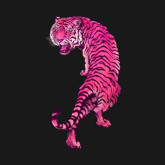 Cyberpunk Neon Pink Tiger by CRAFTY BITCH