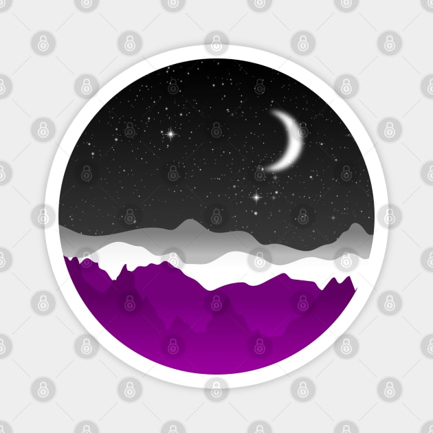 Asexual pride art Sky Night Mountains Landscape Magnet by Pridish