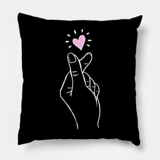 Korean Finger Heart Symbol Kpop Love Aesthetic Pillow