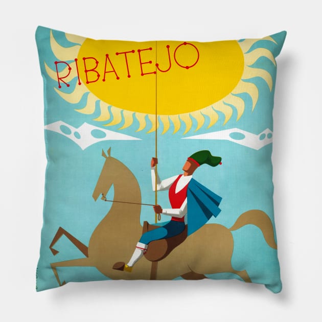 Vintage Travel Poster Portugal Ribattejo Pillow by vintagetreasure