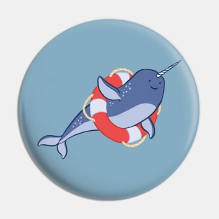 Happy Nautical Narwhal Pin