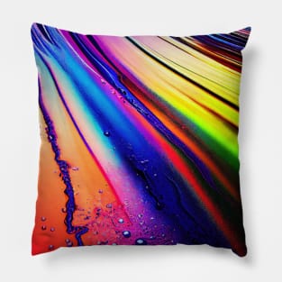 Liquid Colors Flowing Infinitely - Heavy Texture Swirling Thick Wet Paint - Abstract Inspirational Rainbow Drips Pillow