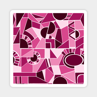 Pink Quirky Shaped Geometric Patterns Magnet