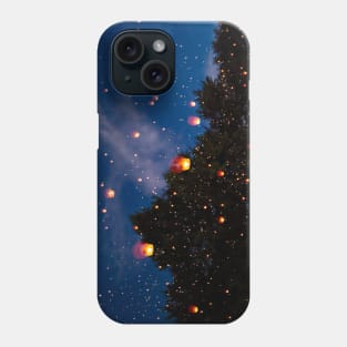 Lantern floating in the night sky Phone Case