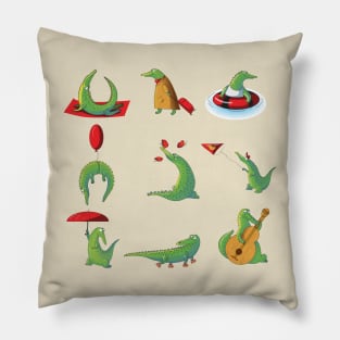 humanized crocodiles collection Pillow