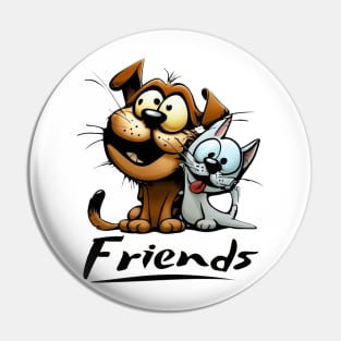 Dog and cat friends Pin