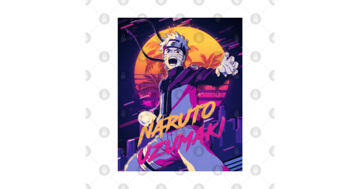 Naruto Uzumaki Vaporwave Portrait - Naruto Shippuden - Camiseta Beisbol