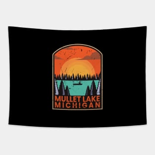 mullett lake michigan - emblem Tapestry