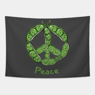 Green PEAS in a Pod (Peace) Symbol Tapestry