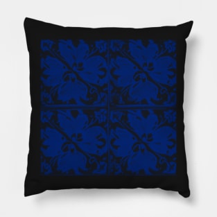 Hibiscus Flowers Print - Blue Aesthetic Pillow