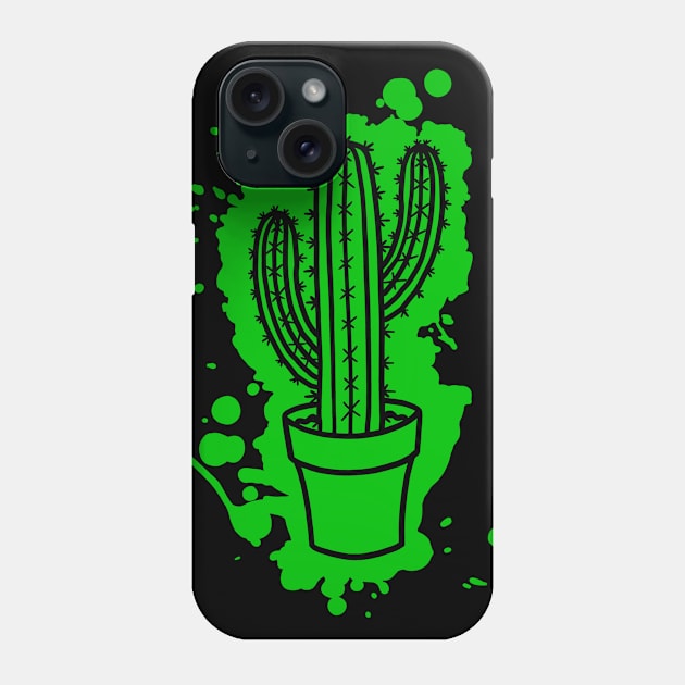 San Pedro Cactus - Splatter Cut Out Green Phone Case by Arkoen-Arts