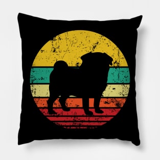 Pug Dog Vintage Retro Sunset Pillow