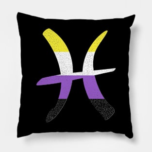 Nonbinary Pisces Pride Flag Zodiac Sign Pillow