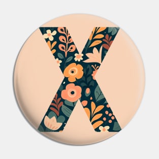 Whimsical Floral Letter X Pin