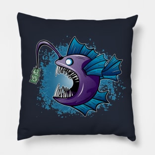 Grunge Anglerfish Dollar Fishing Pillow