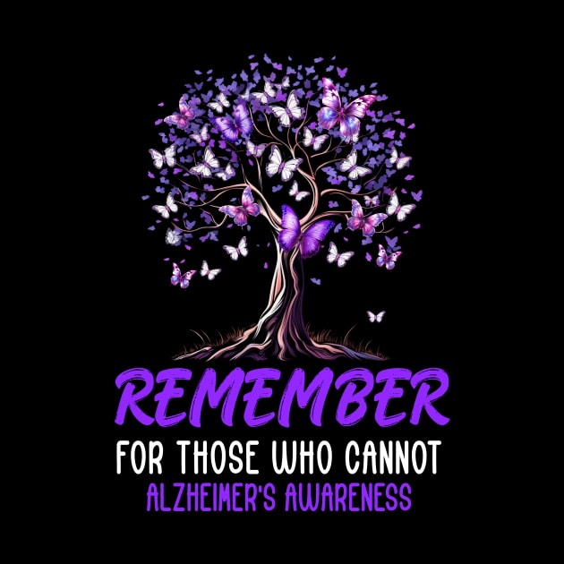 Alzheimer Awareness Tree For Men Women Purple Butterfly by James Green