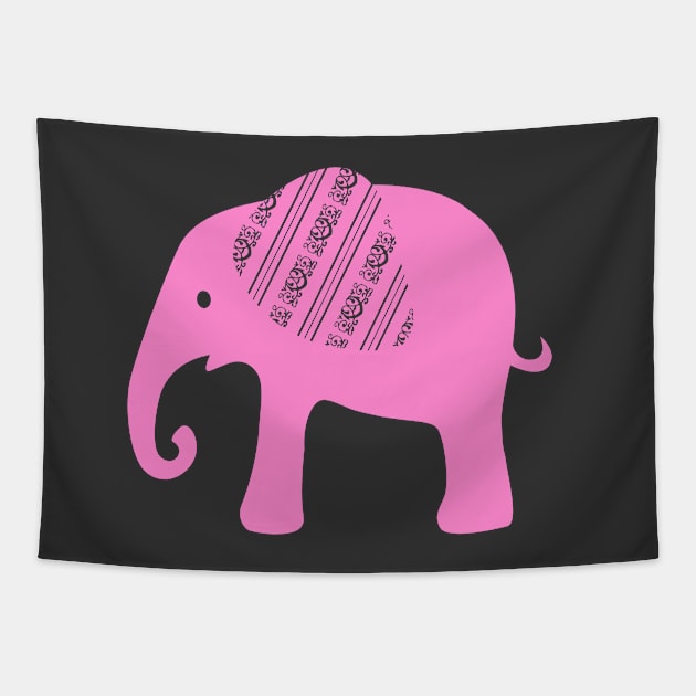 Pink Graphic Elephant Silhouette Tapestry by NaturalDesign