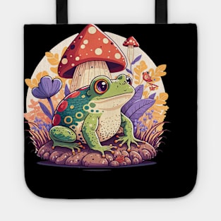 Cottagecore aesthetic frog on Mushroom Tote