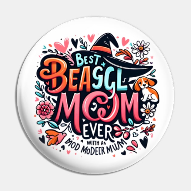 Best Beagle Mom Ever Distressed  dog funny Pin by Oasis Designs