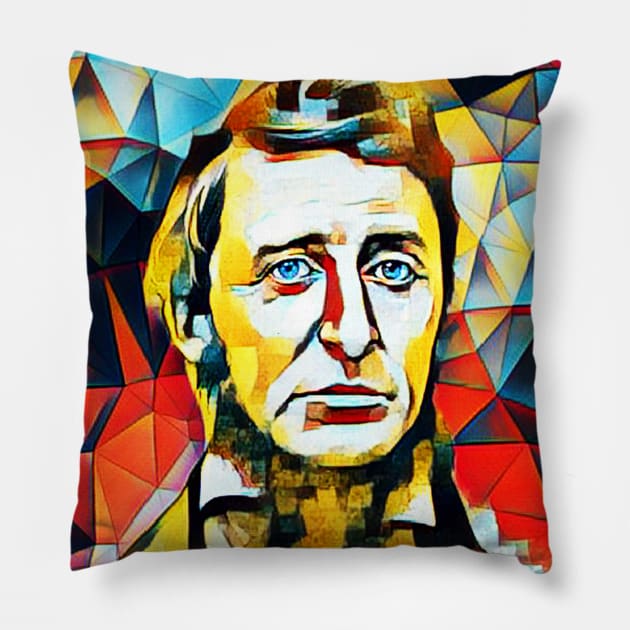 Henry David Thoreau Abstract Portrait | Henry David Thoreau Abstract 15 Pillow by JustLit