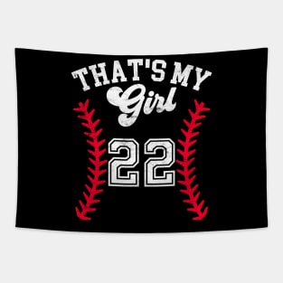 That's My Girl Baseball Player #22 Cheer Mom Dad School Team Tapestry