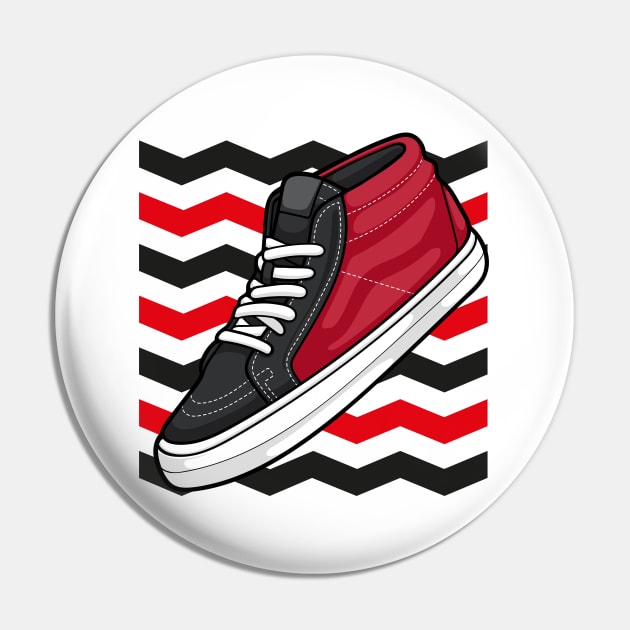 Skate Grosso Mid Black Red White Sneaker Pin by milatees