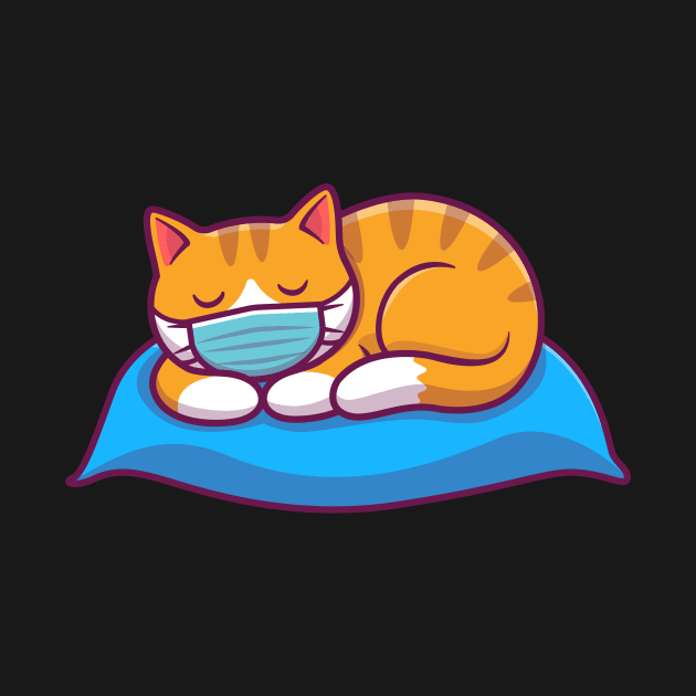 Cute cat sleeping with mask on cartoon by Catalyst Labs