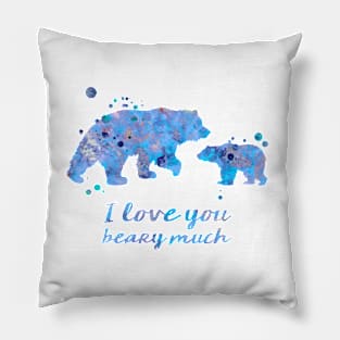 I Love You Beary Much Watercolor Painting Pillow