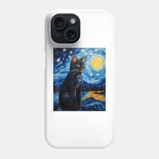 Aesthetic-Surrealism-Starry-Night-Cyprus-Cat-T-Shirt Phone Case