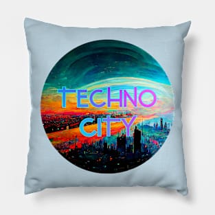 Techno City Disc Circle Design Pillow