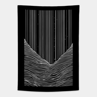 White lines and waves on black Tapestry