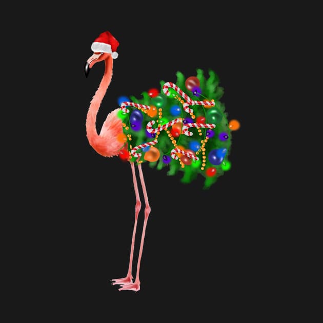 Flamingo Christmas Lights, Xmas Tree, Santa Hat by dukito