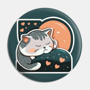 Sleepy Cat Valentine's Day Pin