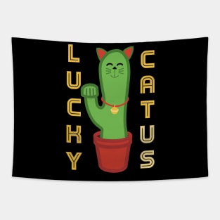Catus Lucky Cat and Cactus Pun Tapestry