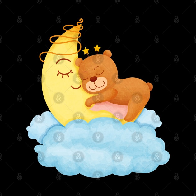 Cute Bear Sleeping on Moon by lunamoonart