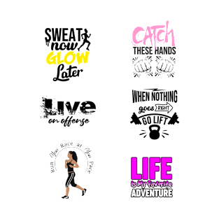 Running, weightlifting, boxing and life gym training sticker T-Shirt