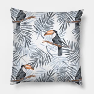 Toucan and palm leaves Pillow