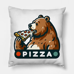 bear eating pizza t-shirt Pillow