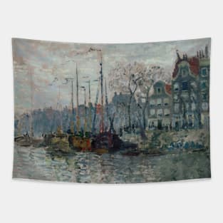 View of the Prins Hendrikkade and the Kromme Waal in Amsterdam by Claude Monet Tapestry