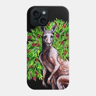 Kangaroo with Bottlebrush - Native Australian Christmas Phone Case