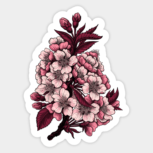 Cherry Blossom Branch Blossom Sticker Teepublic
