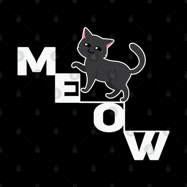 Meow Cute Black Cat by Creative Town