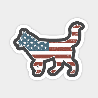 Vintage Patriot Husky Dog Husky Silhouette Magnet