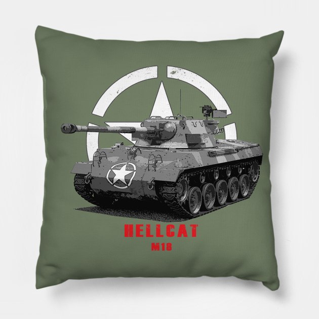 M18 Hellcat Military tank WW2 Pillow by Jose Luiz Filho